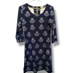 Hatley‎ Womens Dress Sz Small Navy Cotton Knit Fit Flare Back Zip Preppy Classic